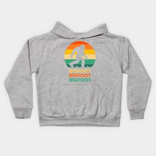 Bigfoot Enthusiast Tee, 70's Style Sasquatch Shirt, Fun Outdoors Apparel, Unique Gift for Cryptozoology Fans Kids Hoodie